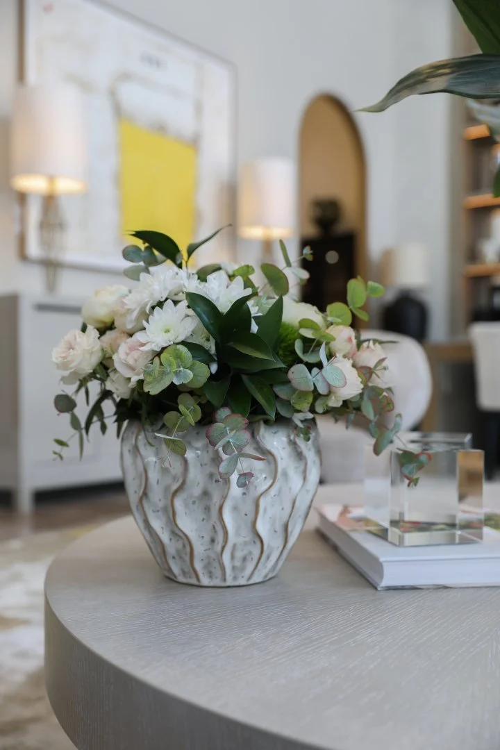 Light, flower-filled interior capturing the breath of spring